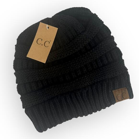 Classic NWT C.C Beanie Adult One Size HAT20A Black Slouchy Chunky Knit Winter - Picture 6 of 6